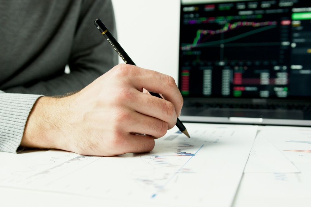 Photo of calculations and market stocks